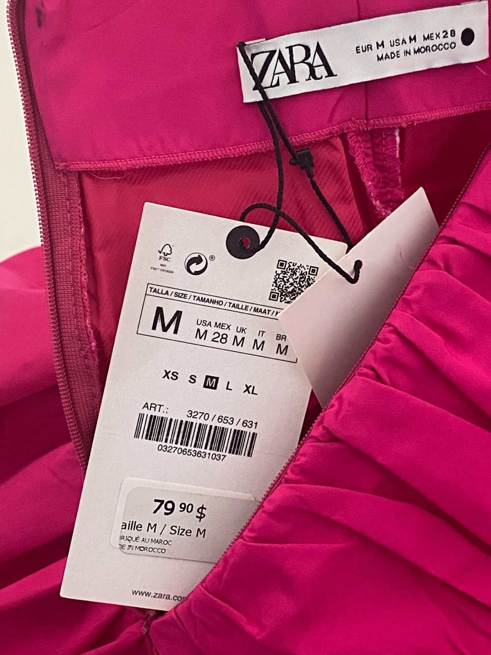 Zara Fuchsia Ruched Ruffle Mini Skirt - Picture 8 of 8